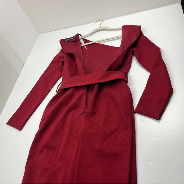 Lavish Alice Ruby Long‎ Sleeve Ponte Midi Dress Burgundy Womens US Size 6 NEW - Image 14