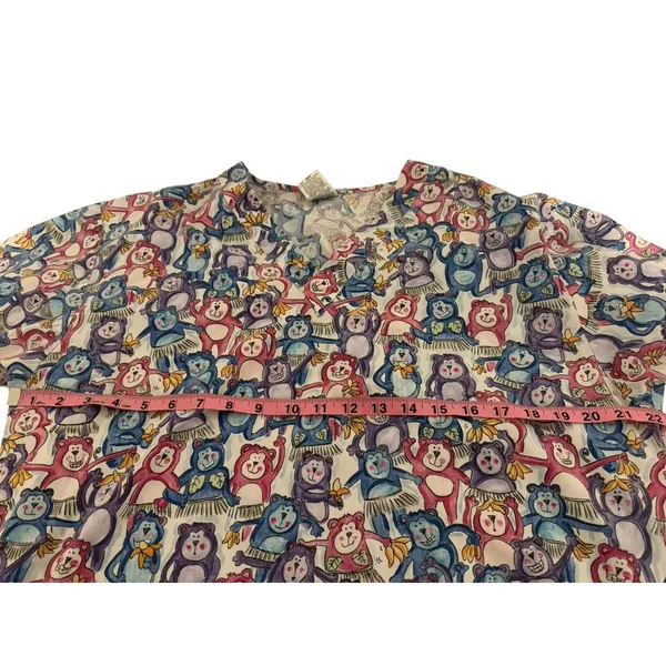 Women's Crest Scrub Top Size Medium Monkey In Skirts short sleeve Nurse Medical - Image 3