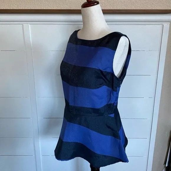 Banana Republic‎ Womens Blue Navy Striped Peplum Sleeveless Top Size 6 NWT - Image 3