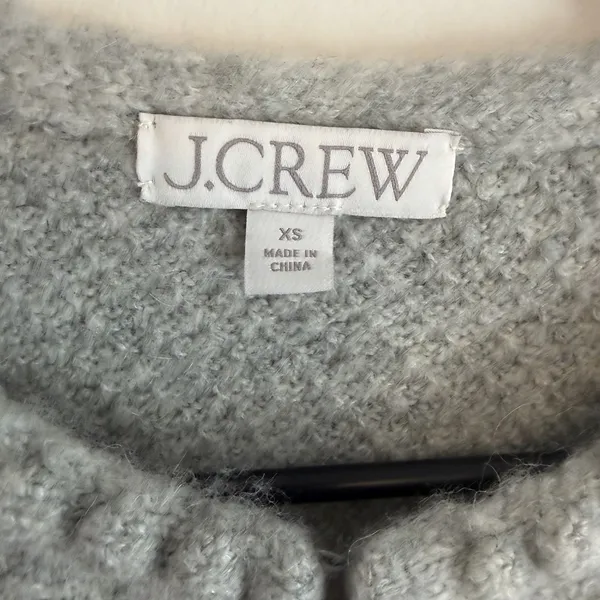 J. Crew Gray Boucle Sweater Cardigan Jewel Buttons XS Merino Wool Blend Pockets - Image 3