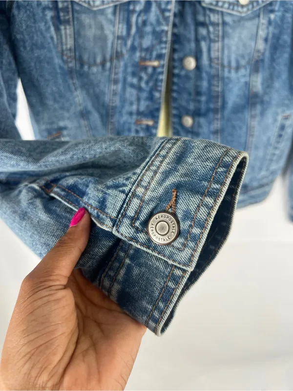 Aeropostale Sherpa Lined Denim Jacket XS NWT Medium Wash Jean Trucker - Image 6