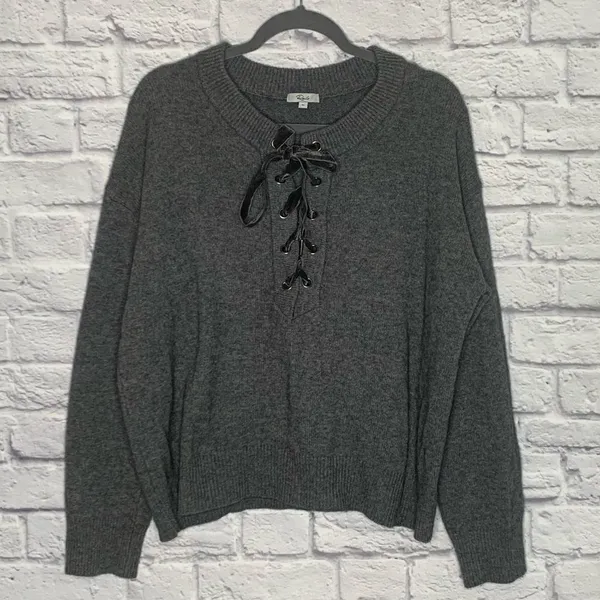 Rails Cashmere Wool‎ Blend Olivia Lace Up Sweater C32 - Image 6