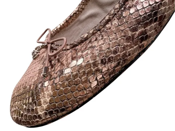 EUC Sam Edelman Leather Felicia Ballet Flats Rose Gold Snakeskin Size 10 - Image 4