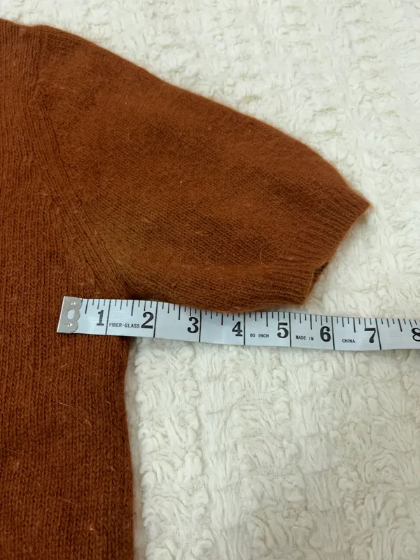 Cassidy Sweater Lambwool Angora Short Sleeve Brown Sz M - Image 11