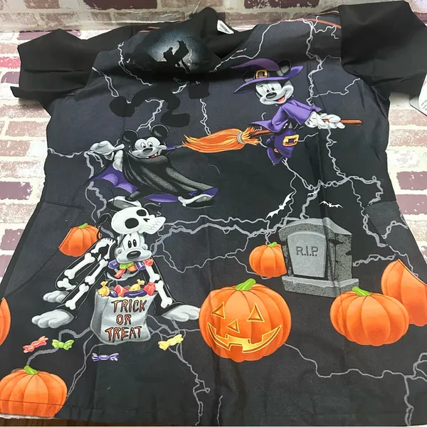 Disney Halloween Mickey Mouse Witch Black T-Shirt - Image 10
