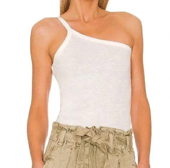 Free People NWT One Way or Another White One-Shoulder Tank Top. Size Medium - Image 4