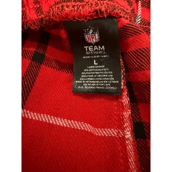 NFL Kansas City Chiefs Pajama Pants Women L Red Plaid Flannel Lounge Football - Image 4