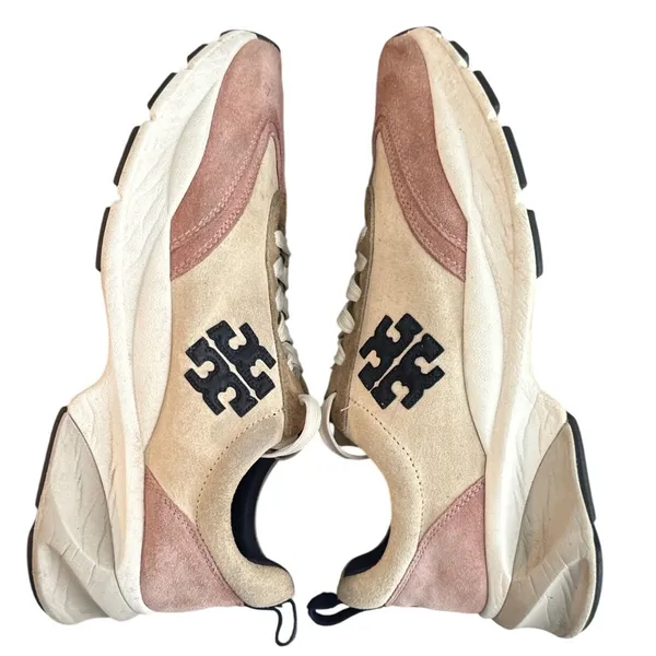 Tory Burch Good Luck Trainer Suede Chunky Sneakers Pink Moon Cream Size 10 - Image 7