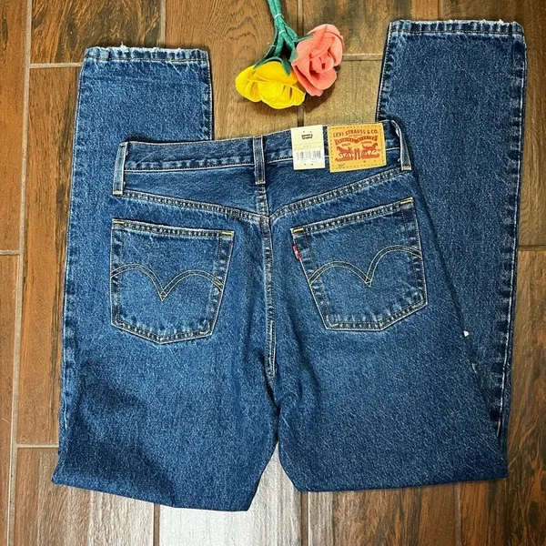 Levi’s High Rise Straight Leg Denim Distressed Jeans - Image 4