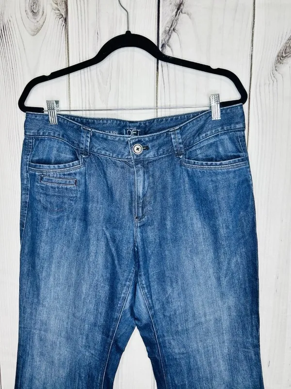 Ann Taylor Loft Curvy Flare Trouser Jeans Womens Sz 12 (32x27) Blue Mid-Rise - Image 2