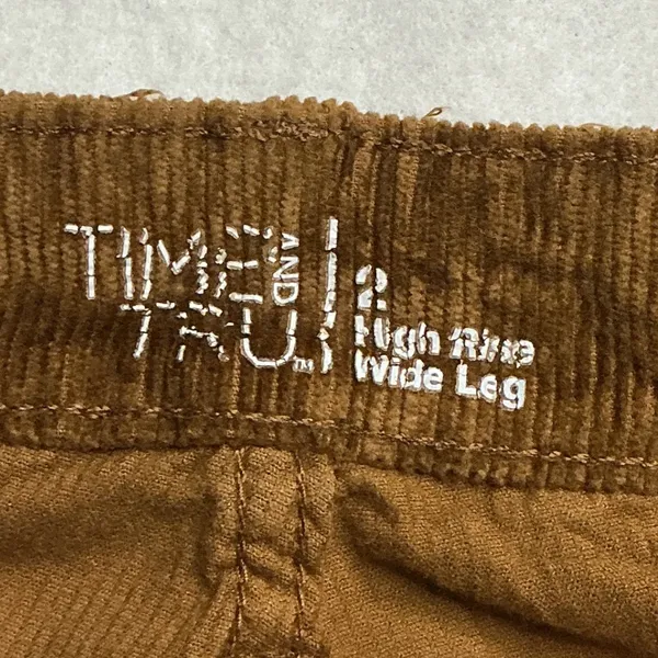 Time and Tru Womens Brown High Rise Wide Leg Corduroy Pants Size 2 Button Fly - Image 8