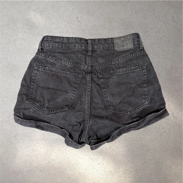 Bershka High Waist Denim Shorts Women's 4 Black Grunge Mall Emo Y2K Whimsygoth - Image 2