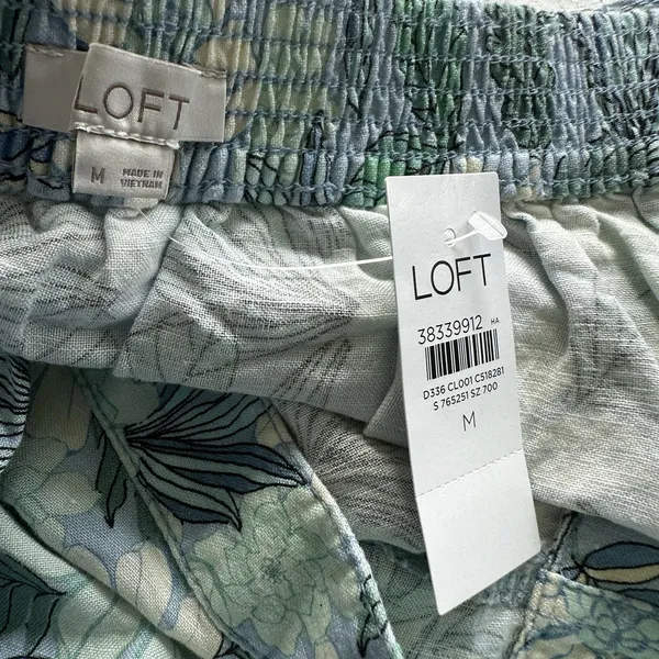 LOFT Gardenia Mini Skirt Sz M linen blend button Flowy Boho Preppy - Image 4