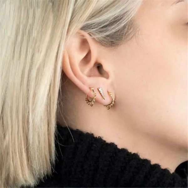 18K Gold Plated Hollow Flower Hoop Earrings for Women - Image 3