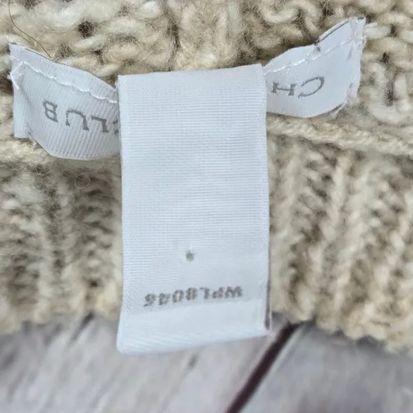 Charter Club Wool Blend Beige Brown Crochet‎ Knit Cardigan Sweater L 3/4 Sleeve - Image 4