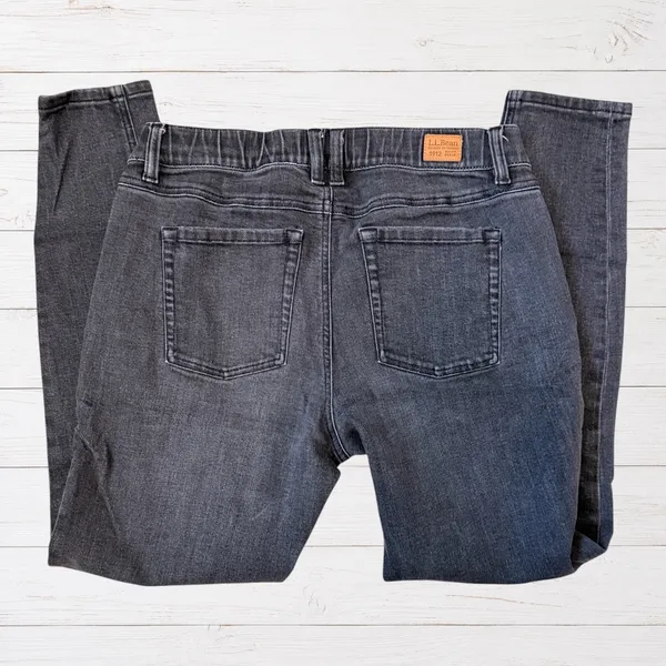 L.L.Bean BeanFlex Skinny Jeans Favorite Fit Dark Charcoal Wash 10P Cabincore - Image 2