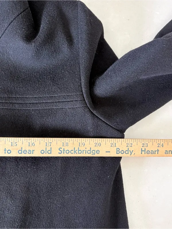 Fleurette Loro Piana 100% Wool Womens Mid Length Pea Coat Black Size 14 USA Made - Image 13
