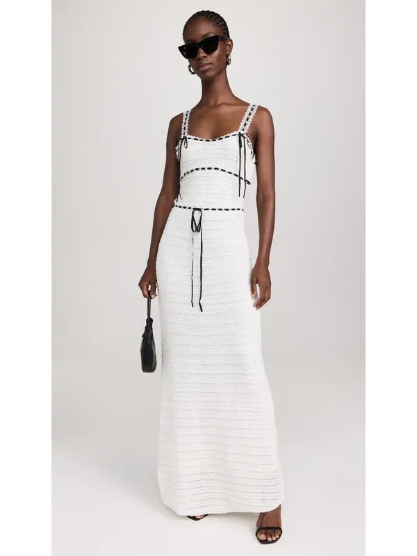 For Love & Lemons Mayfair Maxi Dress in White XSmall Womens Knit - Image 16