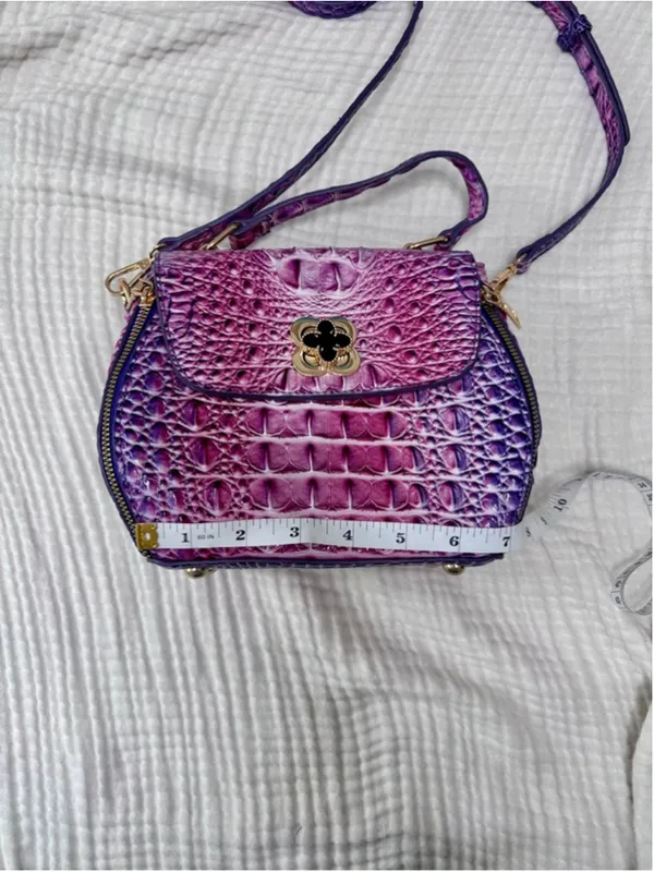 Women's Unbranded Purple Pink Faux Croc Embossed Crossbody Clutch Bag One Size - Image 5