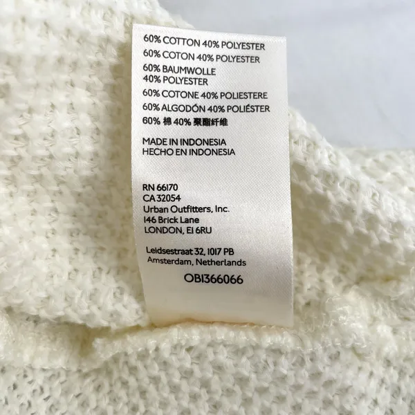 Free People Cream Oversized Fall Knit Sweater Boho Comfort Waffle Top Size M NEW - Image 12