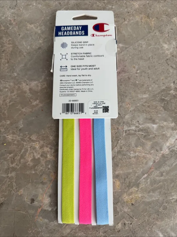 Champion Gameday Headbands 3-Pack Blue, Pink, Lime Green - Image 4