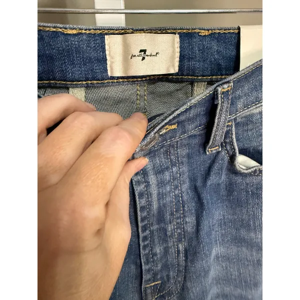7 For All Mankind Easy Boot Jeans‎ 25 Medium Wash NWT Bootcut Denim Long 34.5 - Image 4