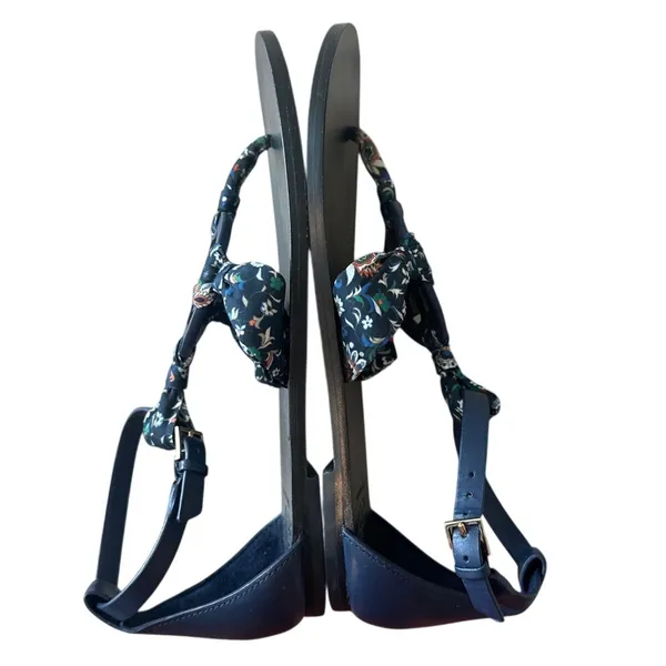 Tory Burch‎ Miller Scarf Sandals Navy Floral Ankle Strap 8 - Image 8