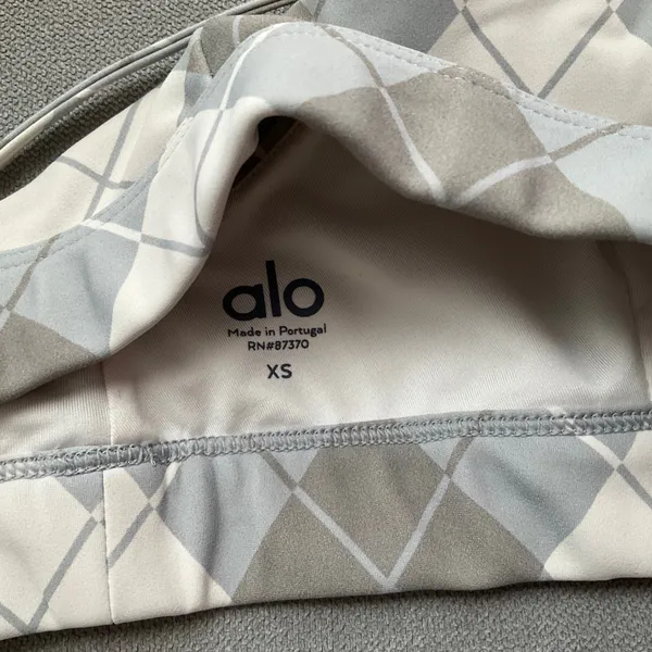 Alo Yoga Vapor Argyle Splendor Bra Gravel/Titanium XS - Image 3