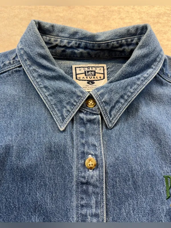Vintage Green Bay Packers Lee Sport Women’s Denim Button-Up Shirt Size L - Image 3