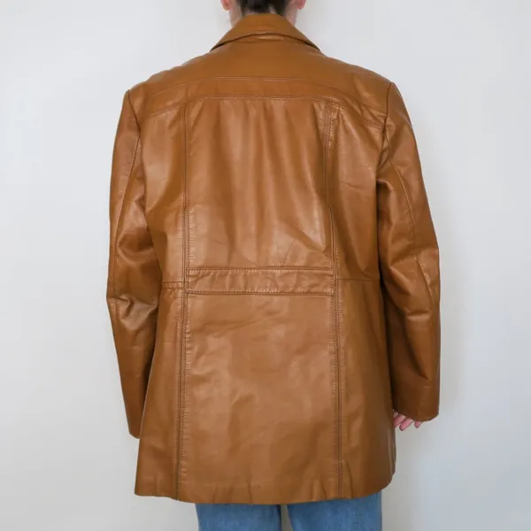Vintage 70s Raffaelo Brown Leather Coat - Image 4