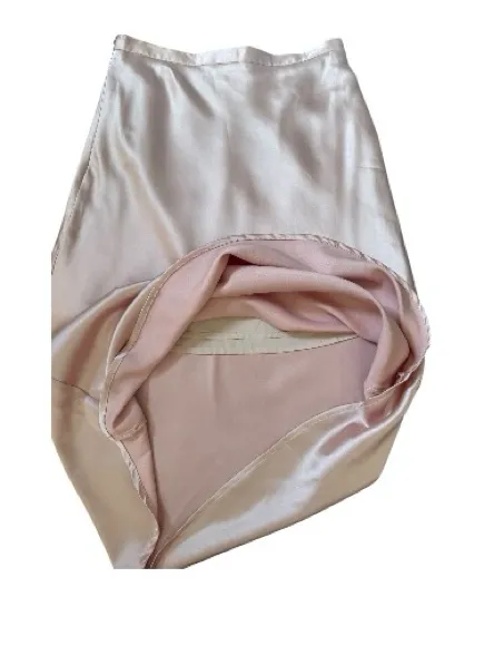 Commense Satin Midi Skirt Champagne Rose Gold Size Small Minimalist - Image 6
