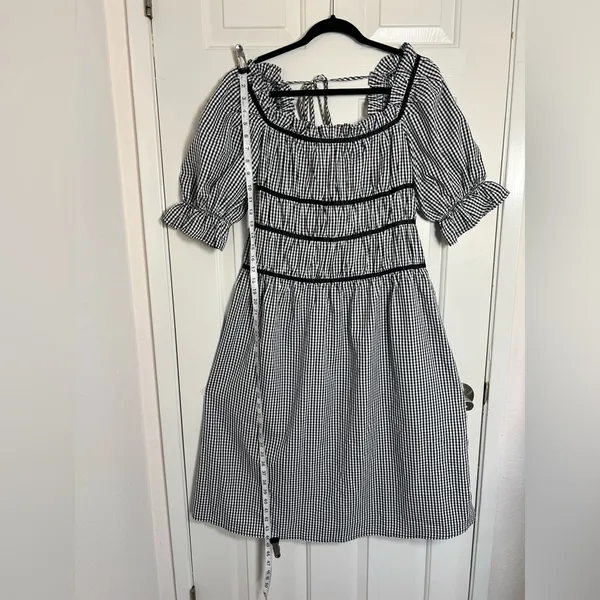 Cider Square Neck Ruched Puff Sleeve Midi Dress Size‎ Large - Image 5