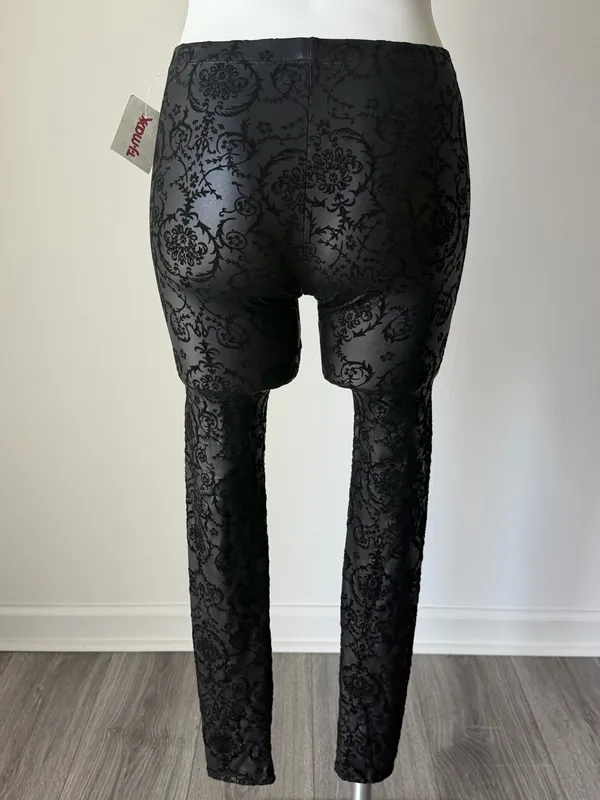 See You Monday Black Damask Pattern Leggings  - Image 5