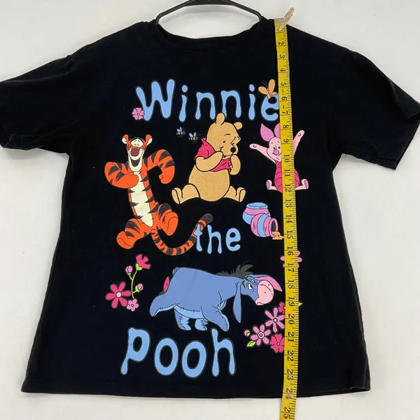 Disney‎ Winnie the Pooh Tigger Piglet Eeyore Black Graphic T-Shirt Medium Hybrid - Image 5