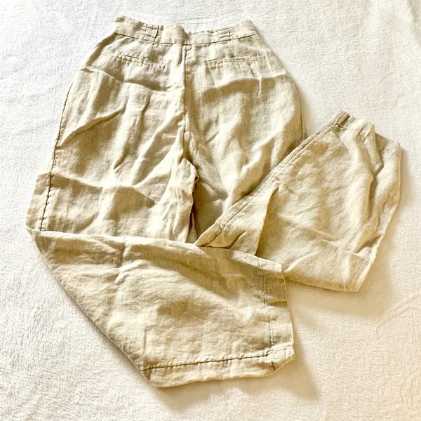 Significant Other Pleated Linen Tapered Pants Womens Size 2 Beige High Rise AU 6 - Image 9