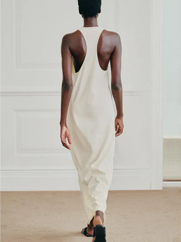 Title: NWT Zara Ecru White 100% Cotton Racerback Maxi Dress Size M - Image 9