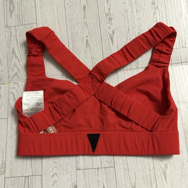 No Ka Oi Sports Bra Red Size Small (01) Open Back Thick Straps Sweetheart‎ Neck - Image 2