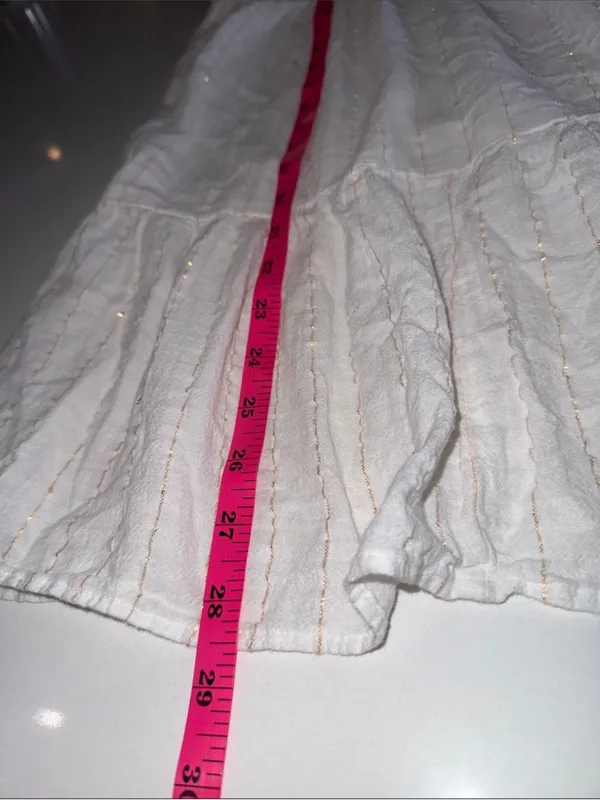 Aerie Magic Hour White Gold Striped Tie-Shoulder Cotton Swim Coverup Dress sz M - Image 5