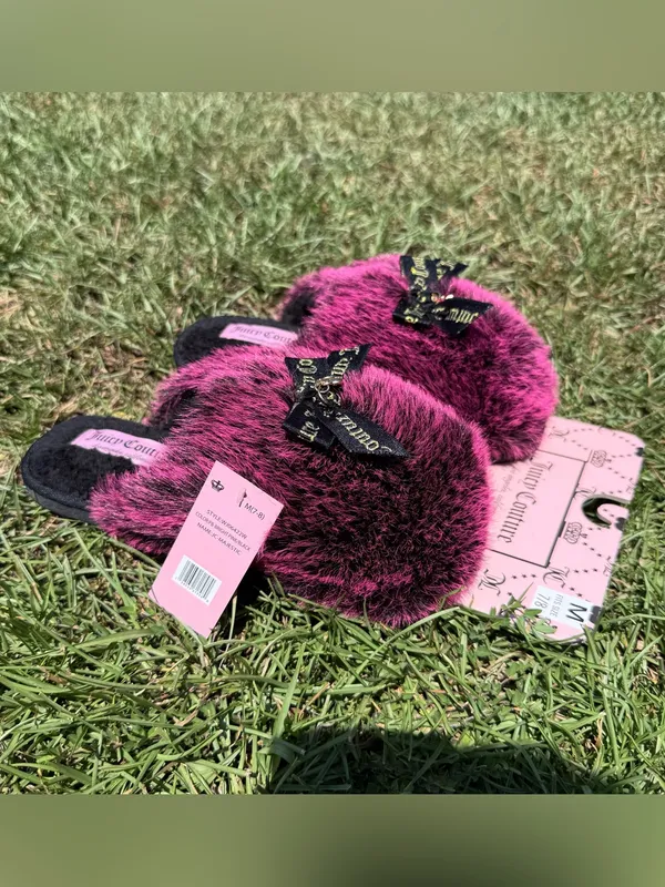 Juicy Couture women Fuchsia pink Faux Fur slippers - Image 3