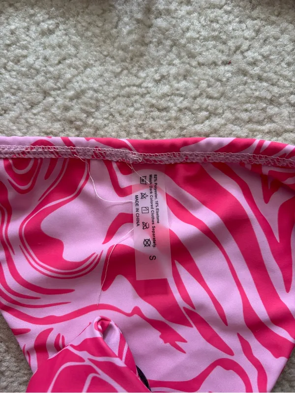 SheIn Pink and Light Pink Swirl Bikini Set - Image 2