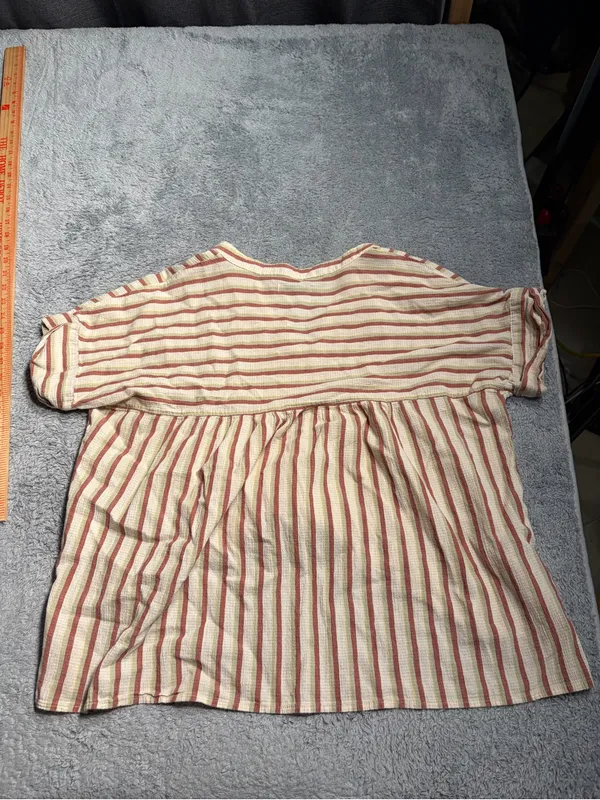 Madewell Striped V-Neck Women’s Top in Cream and Rust medium cotton - Image 4