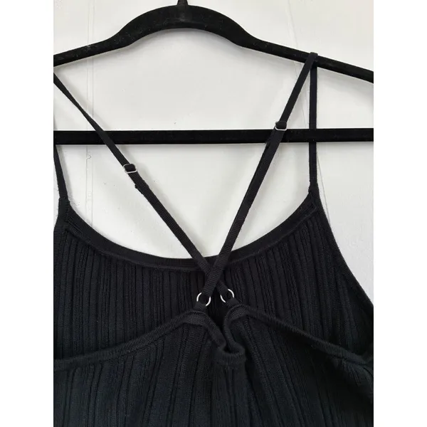 Abercrombie & Fitch Black Ribbed Knit Mini Dress‎ Strappy Cross Back Womens XS - Image 5
