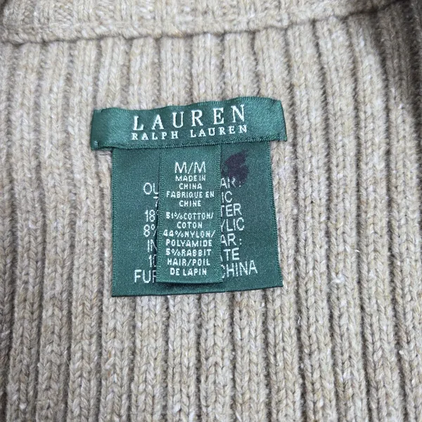 Vtg Lauren Ralph Lauren Womens Tan Fair Isle Full Zip Sweater Vest Size Medium - Image 7