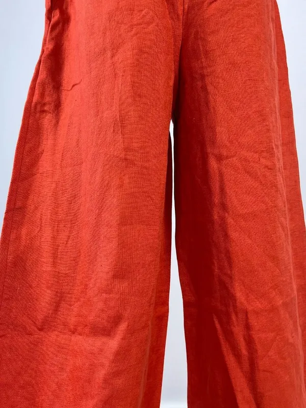NWOT Farm Rio Red 3D Petals Bodice Euroflax Premium Linen Jumpsuit M Wide-Leg - Image 11