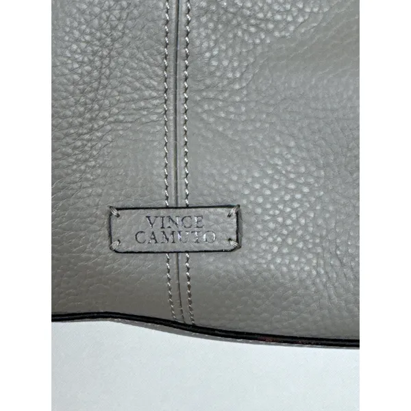 Vince Camuto Grey‎ Pebbled Leather Crossbody Bag Ring Detail Adjustable Strap - Image 11
