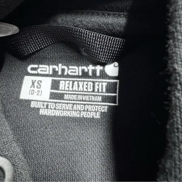 Carhartt Womens Relaxed Fit Midweight Logo Sleeve Graphic Hoodie Black - XS - Image 5