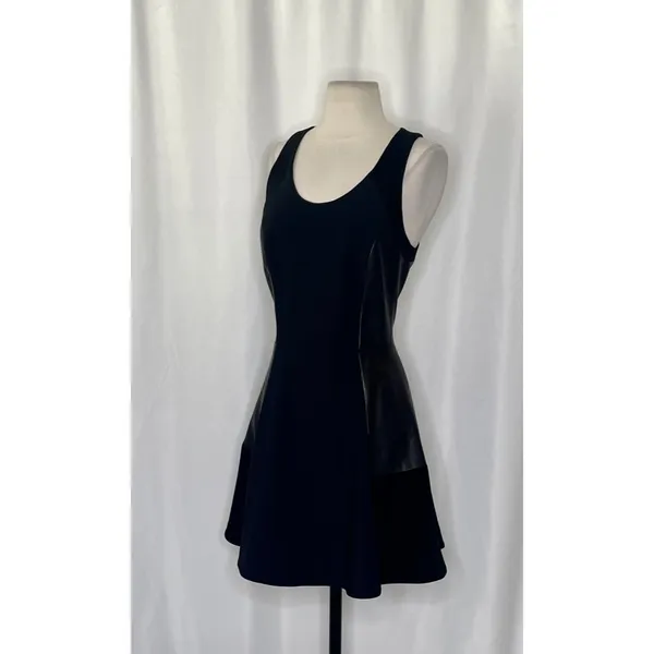 RAG & BONE Leather Montrose Fit‎ N' Flare Little Black Dress Panel Mini Size 6 - Image 6