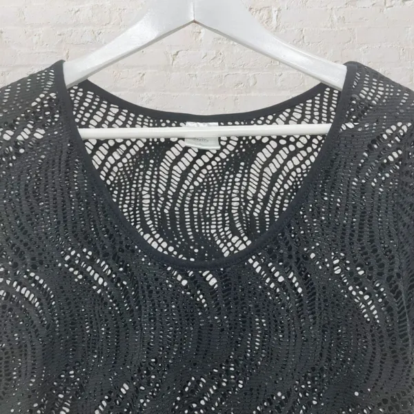 Alexa & Stella Black Crochet Mesh Swim Cover-Up Dress L Beachy Summerdress Chic - Image 7