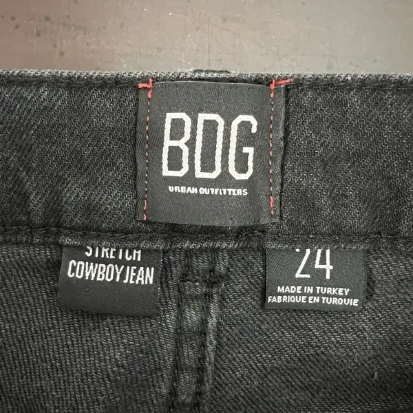 BDG‎ Cowboy Jeans Black Stretch Denim Straight Leg High Rise Women's Size 24 - Image 8