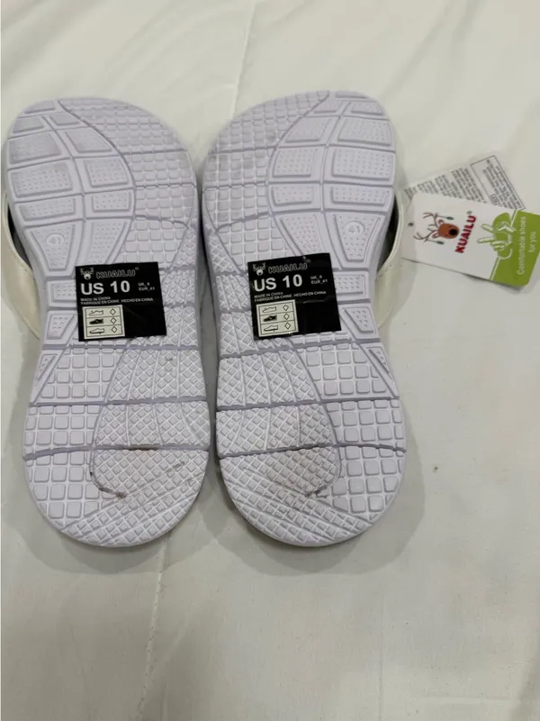 NWT KuaiLu Arch Support Flip Flops White Strap Brown Yoga Mat Sandal Size 10 - Image 4